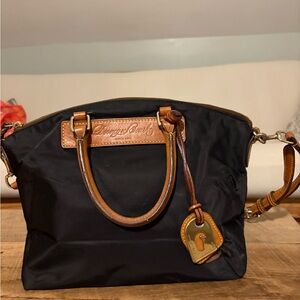 COPY - Nylon Dooney & Bourke Black and Brown Shoulder Bag with Leather Handles